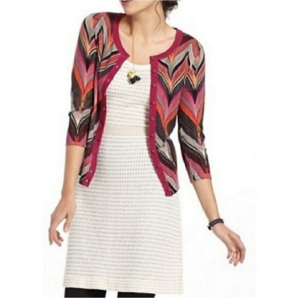 Anthropologie Tabitha Seared Chevrons Multi-colored Cardigan - Picture 2 of 16